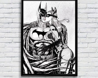 Batman and Catwoman A3 Print