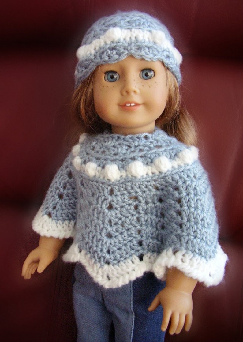 18 Inch Doll Clothes Poncho and Hat Set Light Blue With - Etsy