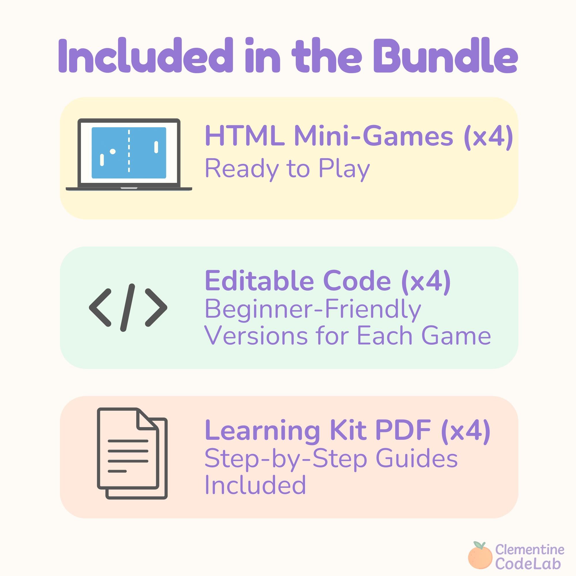 HTML Mini-game Coding Kit | Learn Through Play (digital Download) - Etsy