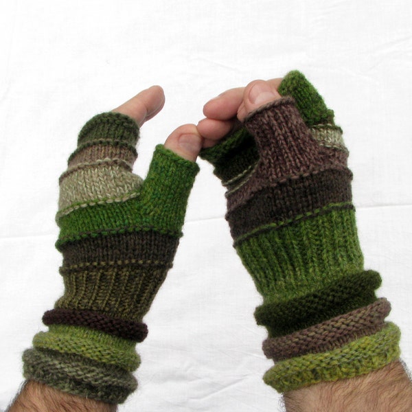 Green Men fingerless gloves Outlander Inspired accessories men's arm warmers Men's mittens Gift for boyfriend hand knit hand warmers For HIM