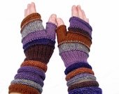 Mother day accessories Gift Outlander Inspired knit women Fingerless gloves gift for her Missmatched mittens for she with upcycled wool