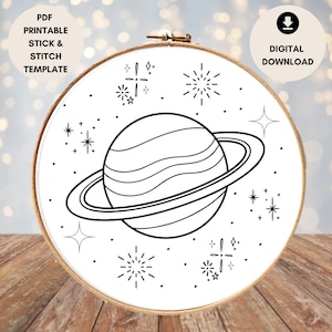 Saturn Embroidery Design | Stick and Stitch | Planets Embroidery Pattern | Space Embroidery | Digital Download