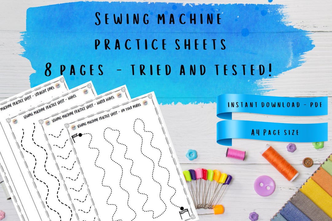 Sewing Machine Practice Sheets Printable | Learn to Sew | Beginner ...