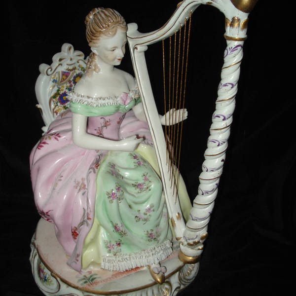 German Porcelain Harpist Player
