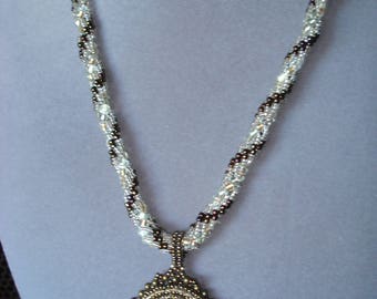 Lava Stone Goddess Cameo Beaded Necklace