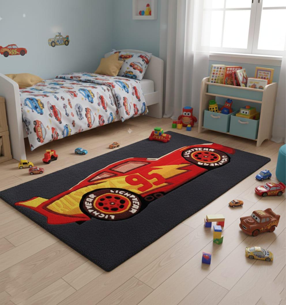 Lightning Mcqueen Rug for Kids Bedroom, Red Race Car Area Rug, Disney ...