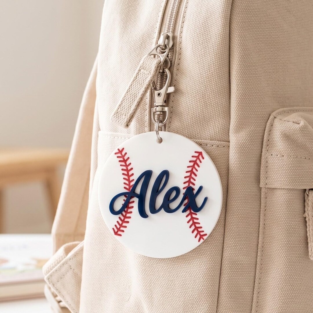 Personalized Baseball Name Tag, Custom Kids Bag Tag, Acrylic Backpack ...