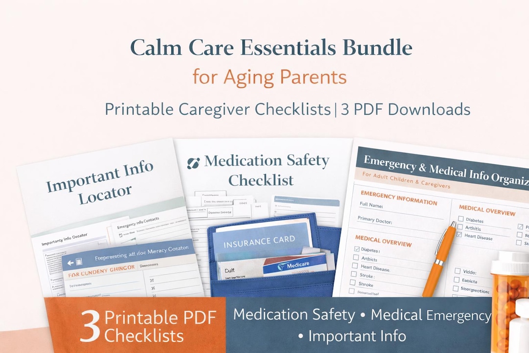 Caregiver Checklists Bundle for Aging Parents | Medication Safety ...