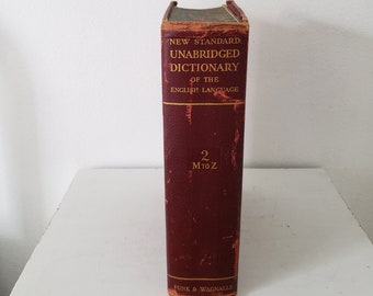 Huge Vintage 1941 Funk & Wagnalls New Standard Unabridged Dictionary Of The English Language/M To Z/Red Leatherette