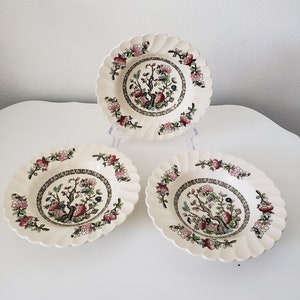 Set of 3 Myott English Staffordshire Indian Tree Soup Bowls