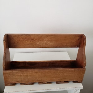 Vintage Oak Wood Wine Bottle/Wine Glass Wall Mount Caddy/Cottage/Farmhouse