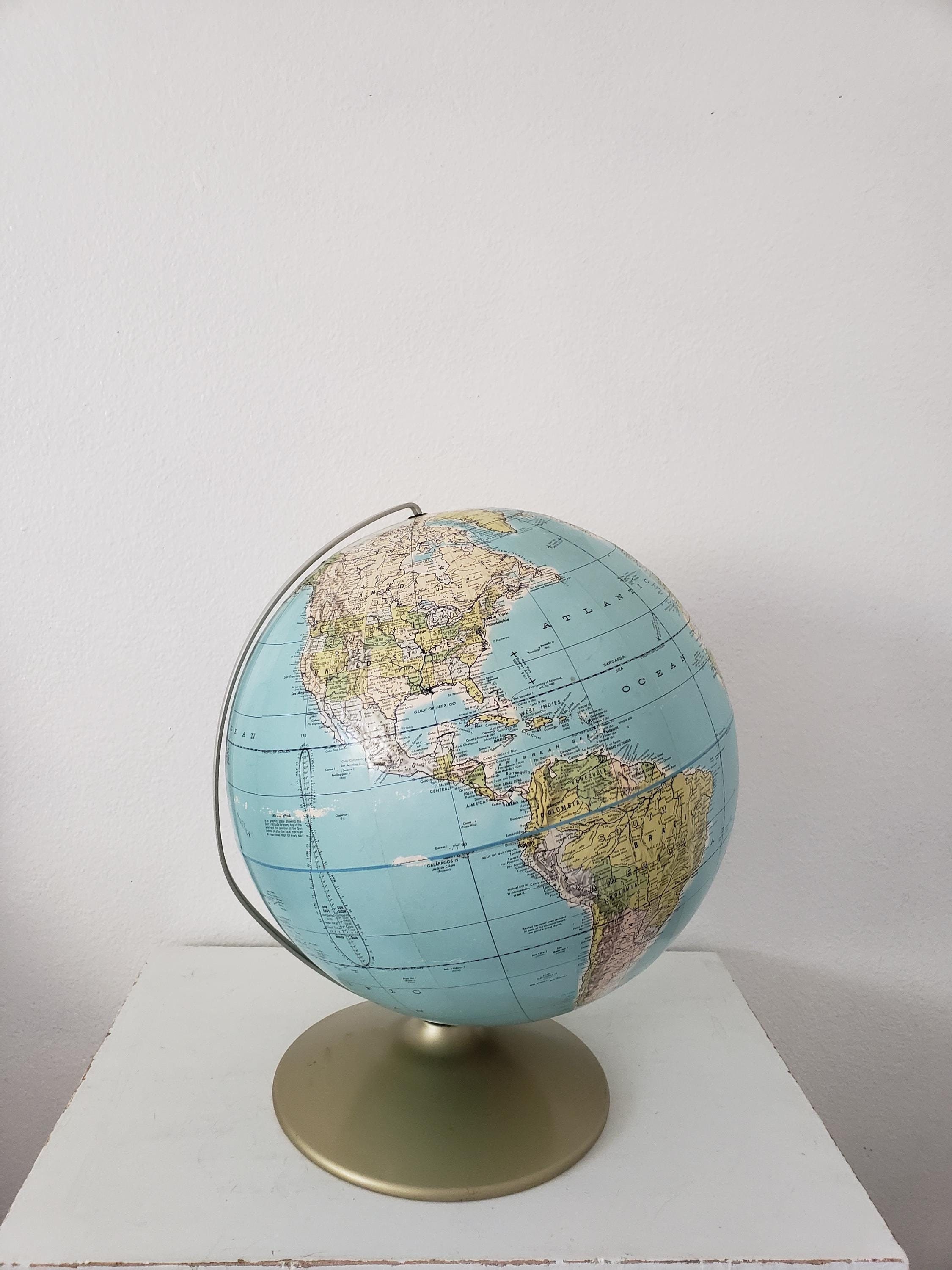 Vintage Rand McNally 12" Topography 70's World Globe/Learning Tool/Light Academia