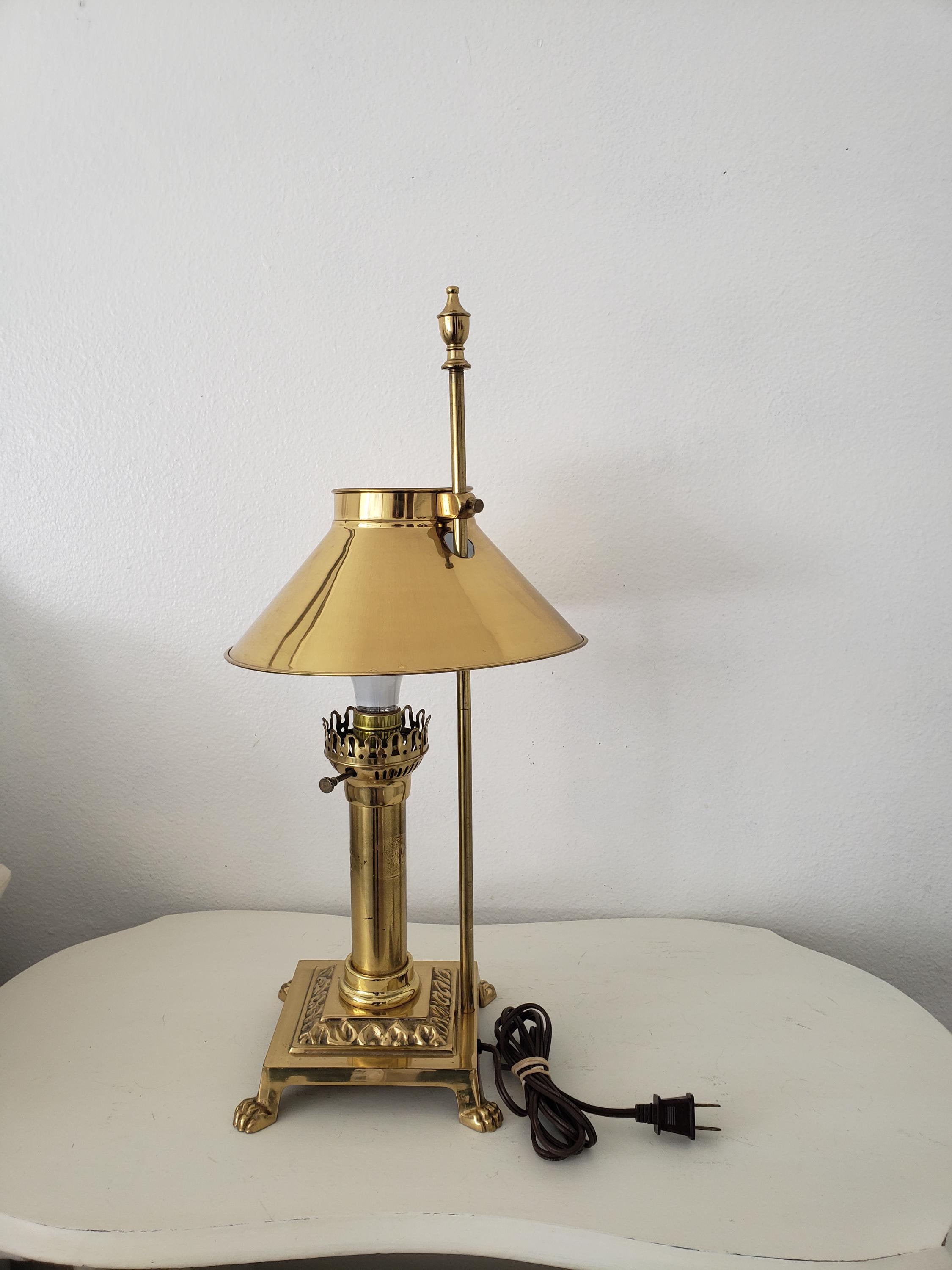 Vintage Brass Orient Express Table Lamp, Hollywood Regency Claw
