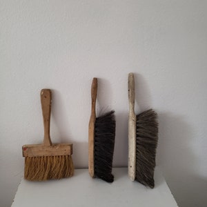 Set Of Three Horse Hair Wooden Brushes/Cleaning/ Paintbrush/Utility