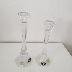 Two Vintage Bohemia Lead Crystal Candlestick Holders/Czech Republic