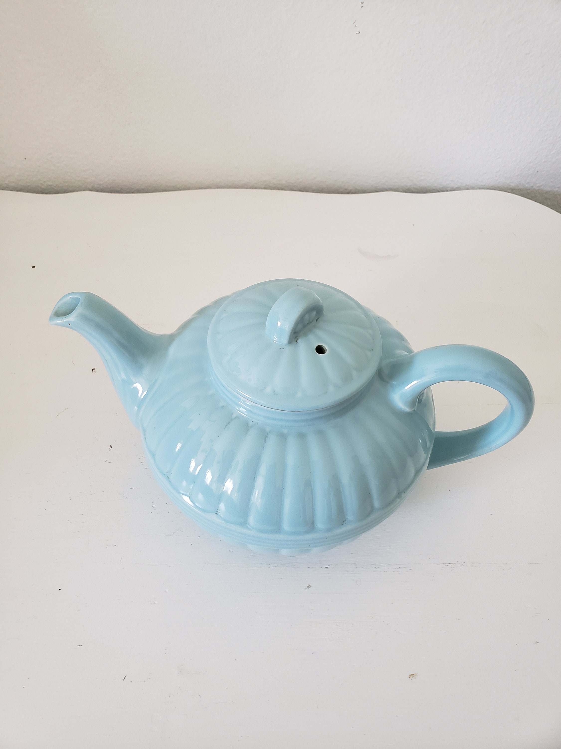Théière bleue doeuf de canard vintage | Etsy