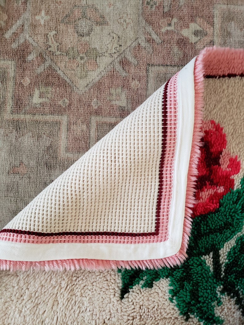 Vintage Hand Hooked Rose Flower Rug/kit Pattern - Etsy