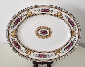 Vintage Wedgwood Bone China Oval Platter, Columbia Pattern, Griffin Detail