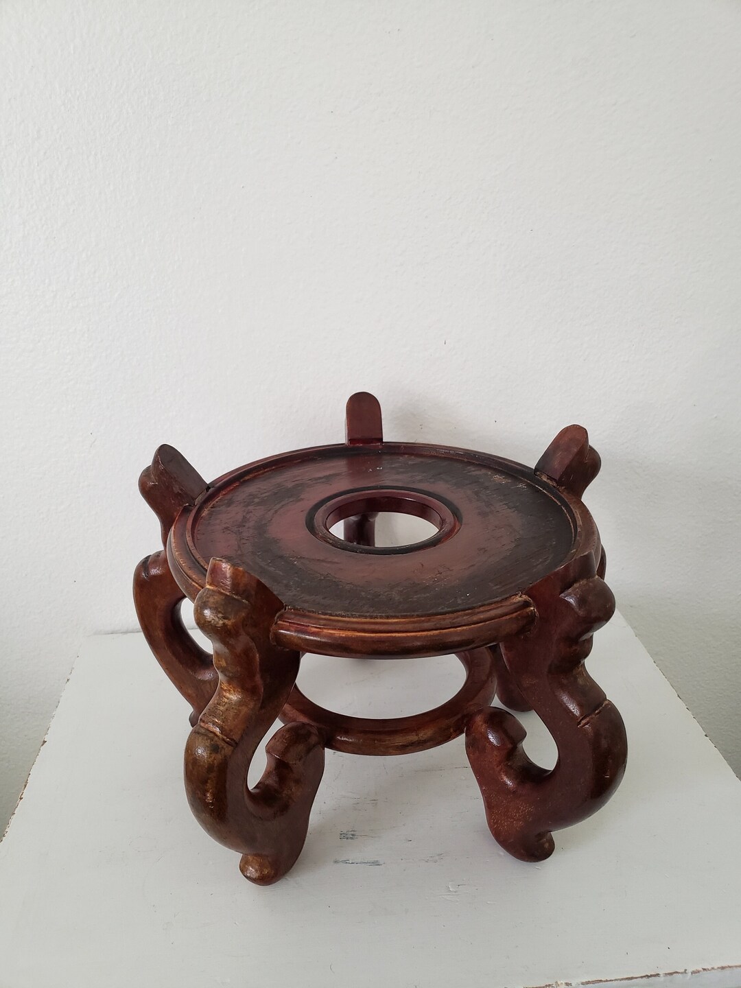 Vintage Large Rosewood Asian Fish Bowl/planter Stand Etsy