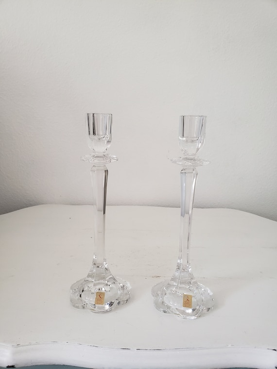 Vintage German Bavaria Nachtmann Crystal Flower Petal Candlestick 