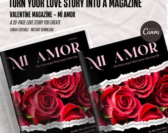 Valentine Magazine – Mi Amor | Custom Couple Magazine Template | Romantic Love Story Magazine | Personalized Gift for Him or Her
