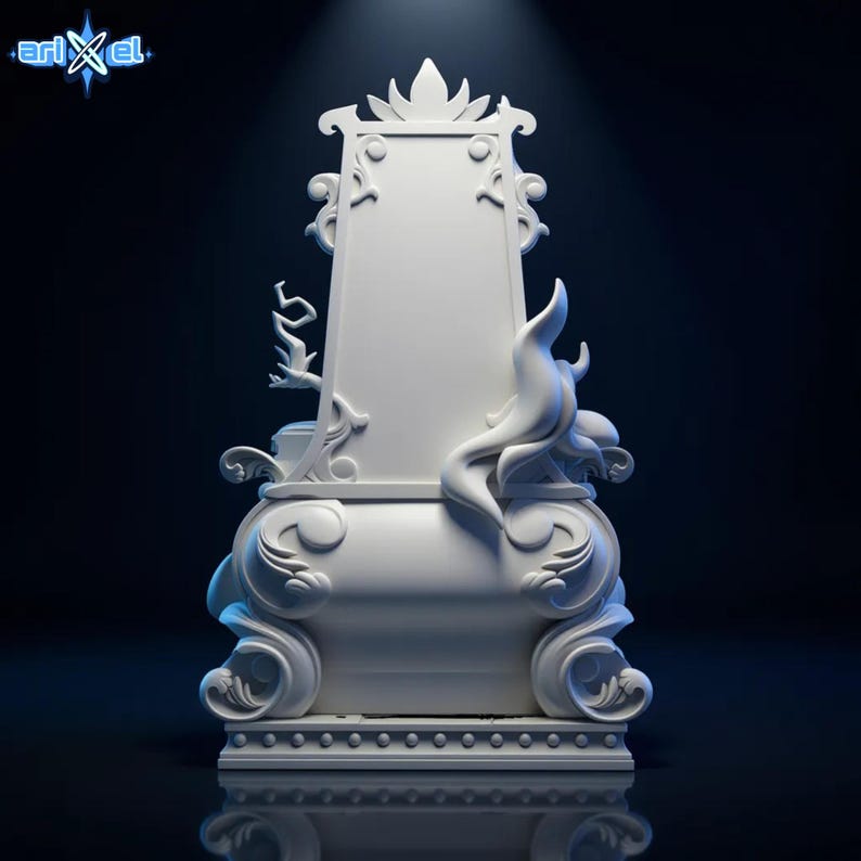 Side angle of Azula throne figure highlighting flowing elements and posture.