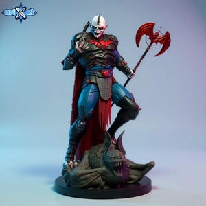 Dark Skull Overlord STL 1:6 Scale – Evil Warlord Fantasy Statue 3D Print Model | Digital Download