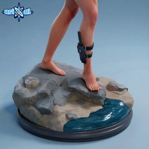 Lara Croft STL-fil, kvinnlig äventyrare 3D-utskriftsmodell, samlarstaty i harts, garagebyggsatsfigur, digital nedladdning bild 7