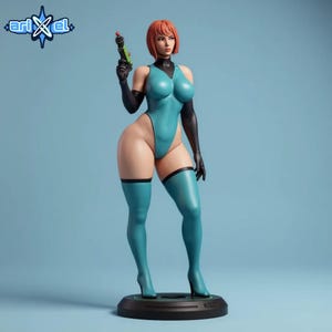 Retro scifi-heldinbeeld: vrouwelijke agente, schaal 1:6 STL-bestand | Niet-ondersteund digitaal model