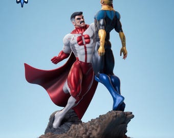 Superhero Father vs Son Battle STL – Epic Comic Fight Diorama Resin 3D Print Statue