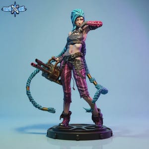 Jinx League of Legends STL Figure | 1:6 Scale 3D Print Model | Pre-Supported & Non-Supported | Game Character Statue | Digital Download