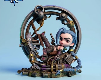 ジンクスちびSTLフィギュア – 高精細モデル | リーグ・オブ・レジェンド風3Dプリントスタチュー | 非対応 | キュートなパンクキャラクター
