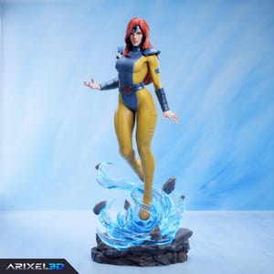 Jean Grey STL File, X-Men 3D Print Figure Model, 1:10 Scale Presupported