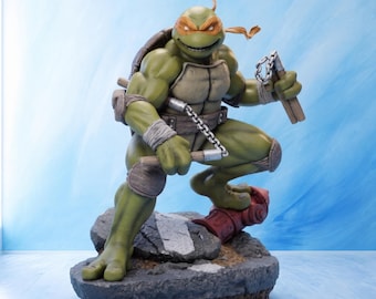 Michelangelo STL-bestand, Mutant Ninja 3D-printfiguurmodel, schaal 1:6, met voorgefabriceerde ondersteuning