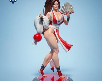 Mai Shiranui STL File, Fan Dancing Warrior Figure for 3D Printing, 300mm & 500mm Resin Statue, Unsupported STL, Digital Download