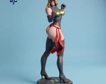 Cosmic Female Hero STL 1:6 Scale – Lightning Power Heroine Pin-Up 3D Print Model | Digital Download