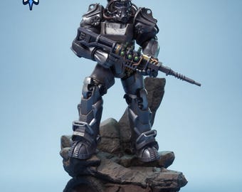 Power Armor Soldier STL File - Sci-Fi 3D Print Model - 1:10 & 75mm Scale Figure - Resin Statue - Post Apocalyptic Armor STL