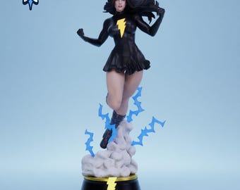 Dark Thunder Heroine STL File, Female Superhero Statue for 3D Printing, 1:6 Scale Resin Model, SFW & NSFW, Digital Download