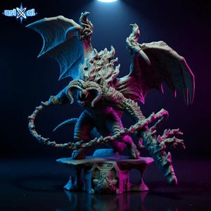 Elddemon 3D-modell STL – Massiv bevingad monsterstaty | Figur och byst i skala 1:10 | Förhandsgodkänd + Ej godkänd | Digital nedladdning