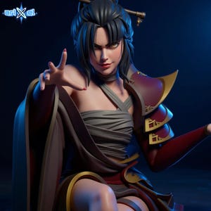 Azula Avatar throne statue STL featuring dark fantasy villain queen pose.