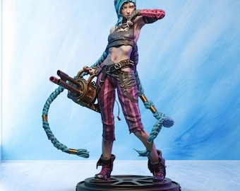 Jinx STL File for 3D Printing, League of Legends Female Gunner Figure Model, 1:6 Scale Presupported