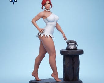 Stone Age Woman STL File 1:7 Scale – Retro Cartoon Girl 3D Print Model – Prehistoric Female Character STL – Resin Figure Download