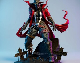 Pistolero infernal modèle 3D - Statue démon cowboy guerrier | Figurine imprimable à l'échelle 1:6 | Sculpture très détaillée | Téléchargement numérique