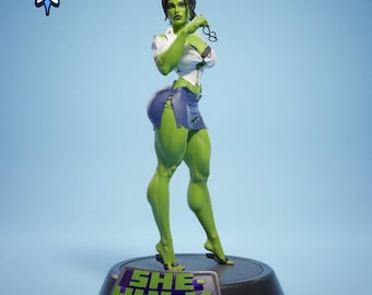 Estatua STL múltiple de Green Power Attorney: Heroína de cómic musculosa / Archivo de impresión 3D de resina sin soporte