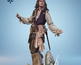 Jack Sparrow STL File 3D Print Model | Pirate of the Caribbean Captain | 1:10 Scale Resin Statue STL