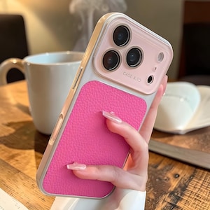 Luxe lychee-leren iPhone-hoes, kleurblok schokbestendige slanke hoes (iPhone 17-14)