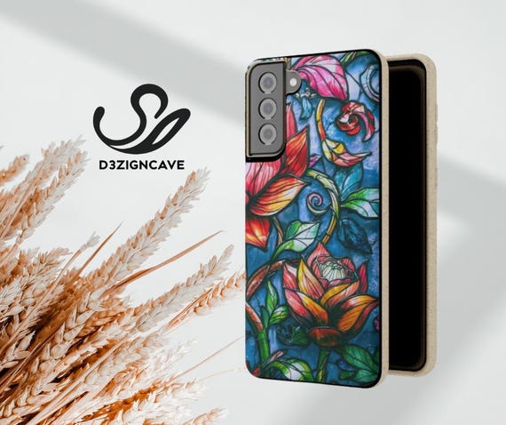 Eco-Friendly Magsafe® Compatible Colorful Stained Glass Lotus Phone Case | Biodegradable Phone Case