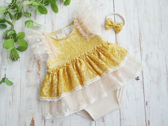 Girl Lace Photo Prop Romper, Sitter Outfit for Photography Session, Mustard  Yellow, Made to Order - Etsy Israel