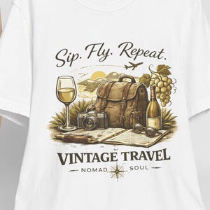 Sip Fly Repeat vintage travel Tee