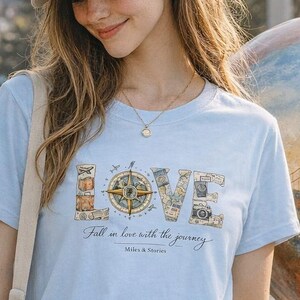 Travel Compass LOVE T-Shirt  Vintage Map Typography